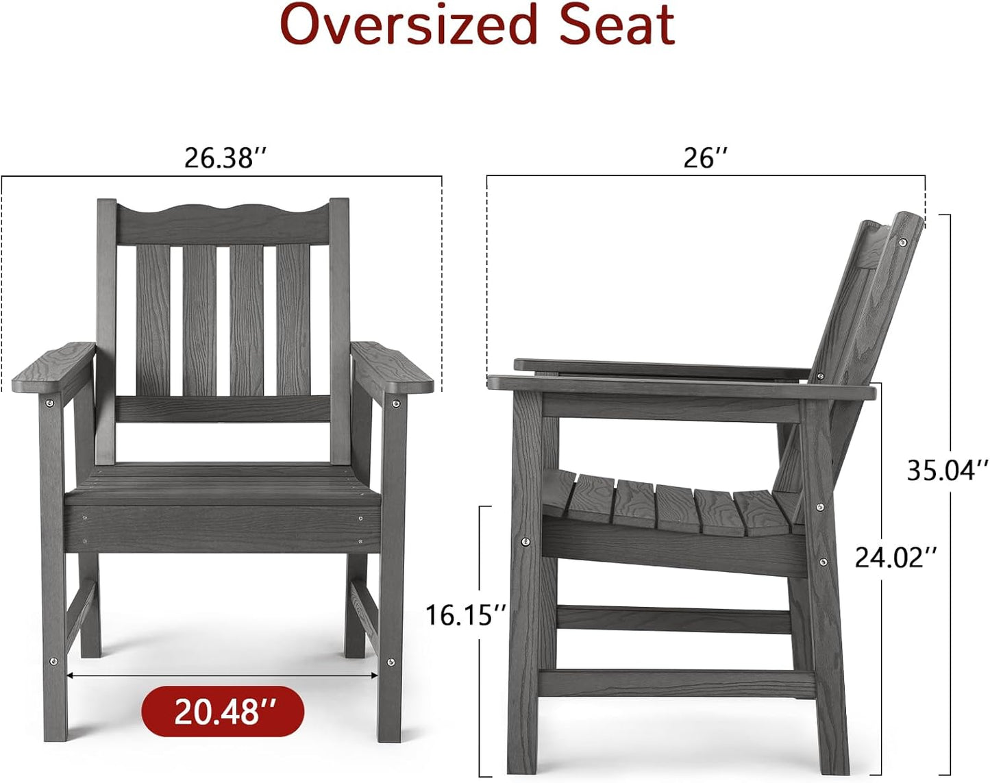 Stoog 3 Piece Patio Dining Sets, All-Weather Outdoor Chairs Set of 2 with Table, Include 2 Patio Chairs and 1 Side Table, Grey