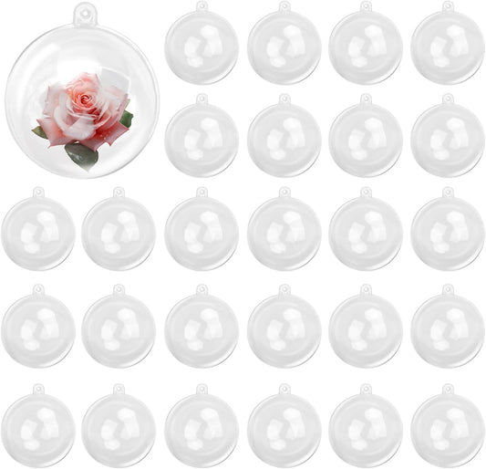 120 Pcs 3.15 Inch Clear Acrylic Fillable Balls, Christmas DIY Fillable Ornaments Balls, Acrylic Ornaments Ball for Christmas, Holidays, Weddings, Parties, and Home Decor