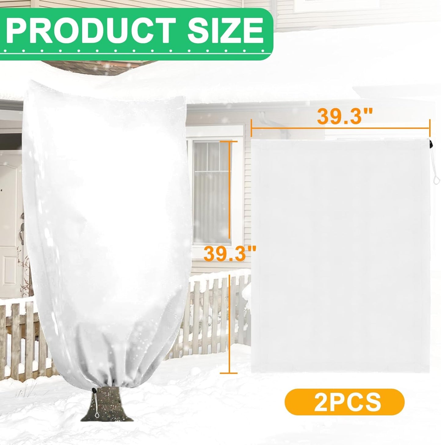 DQS 2 Pack Plant Covers Freeze Protection, 39.3" x39.3" Winter Frost Protection Blankets Frost Cloth,Suitable for Outdoor Winter Frost, Cold Weather, shrubs, Trees, Jackets, and coverings