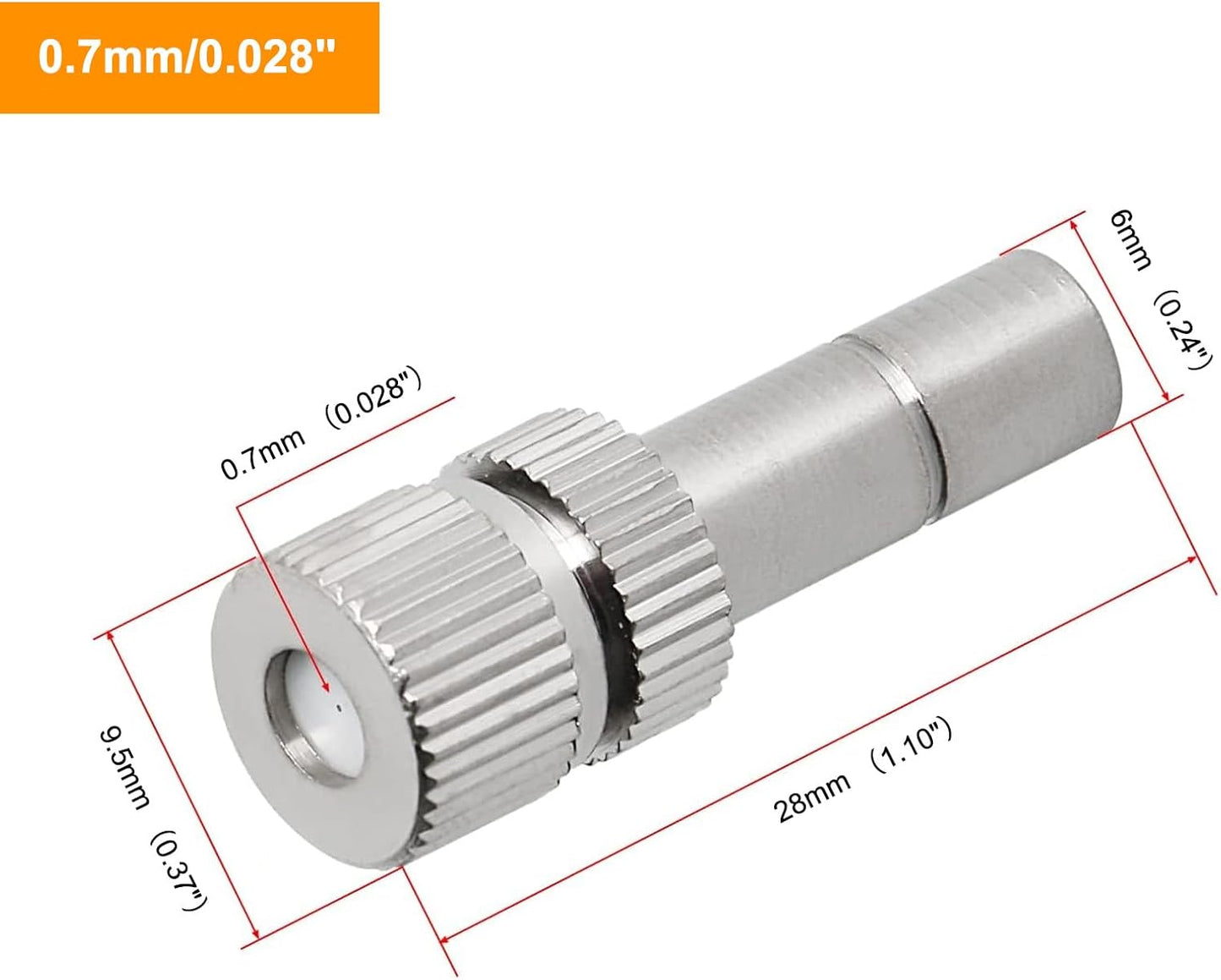 20pcs Brass Mister Nozzles, 6mm Misting Nozzles for Outdoor Cooling System, Landscaping, Air Humidification, Greenhouse Irrigation (without Filter, 0.028"/0.7mm Orifice)