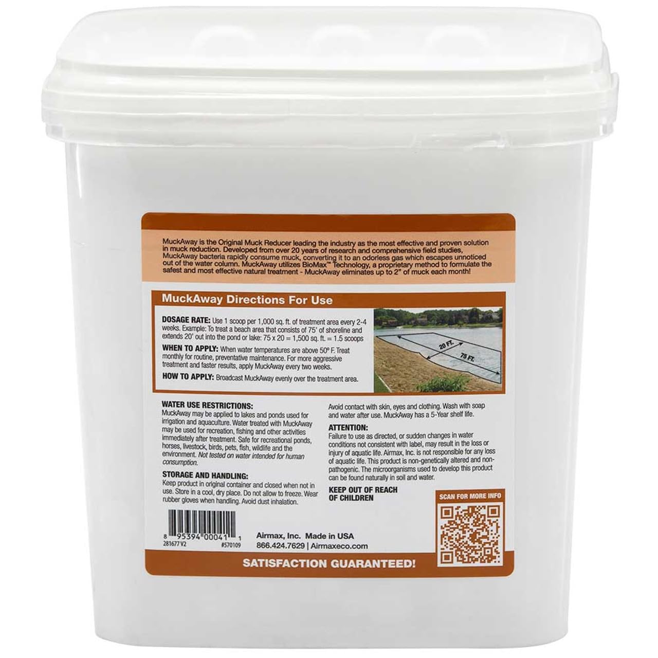 Airmax MuckAway Natural Beneficial Bacteria for Outdoor Ponds & Lakes, Muck, Sludge & Noxious Odor Solution, Easy to use Enzyme Tablets, Cleaner Beach & Shoreline, Fish, Pet & Wildlife Safe, 8 Scoops