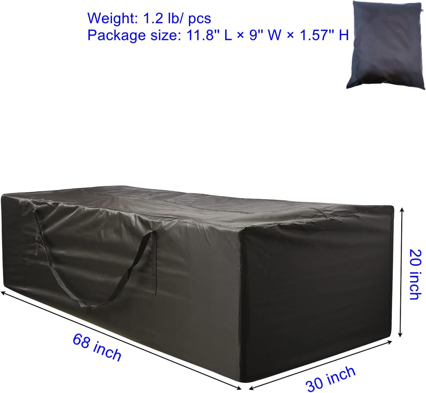 Outdoor Cushion Storage Bag 2 PCS, 68" Outdoor Pillow Storage with 2 Handles, Extra Large Opening Waterproof Zippered Patio Cushion Storage Bag XL