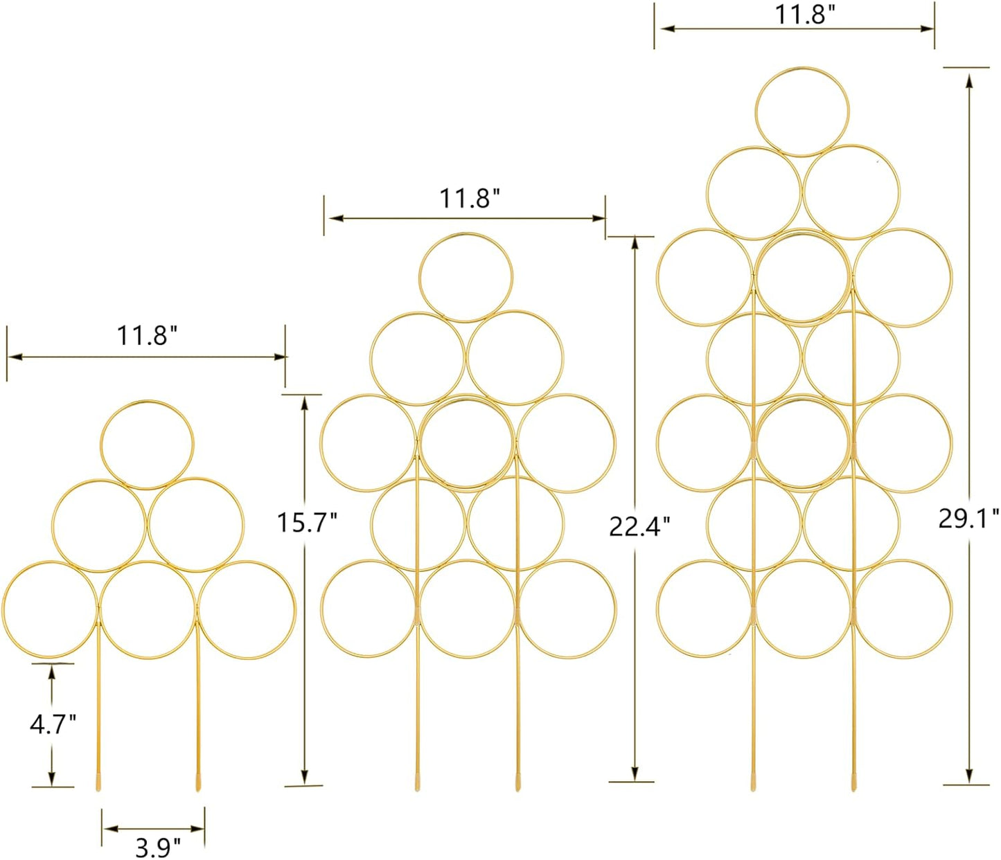 Trellis for Climbing Plants Indoor 15.7 Inch, Small Plant Trellis for Potted Plants, 3 Pack Stackable Circle Garden Houseplant Trellis for Vines