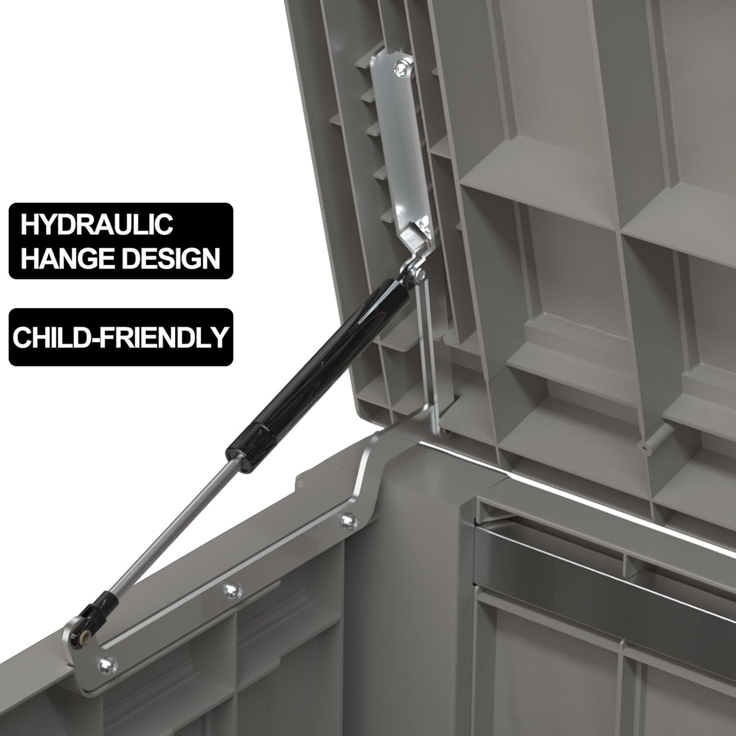 120 Gallon Deck Box,Resin Outdoor Storage Box with Lockable for Patio Furniture, Pool Accessories, Garden Tools Waterproof Outside Storage Box, Grey