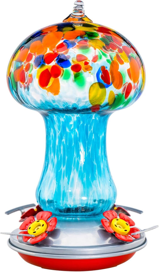 Muse Garden Gifts for Women Hummingbird Feeders for Outdoors Hanging Ant and Bee Proof, Blown Glass Hummingbird Feeder with Ant Moat, Christmas Gardening Gifts for Women Mom, 28OZ, Tropical Islands