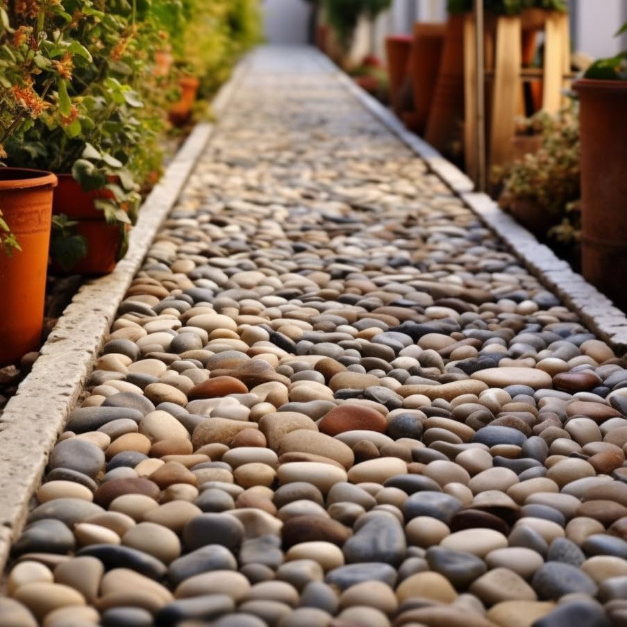 6 LBS River Rocks, StoneCreek, Decorative Garden Stones for Plant Landscaping, Polished Gravel Filler Pebbles for Home Decoration, Vases, Succulents, Flower Beds and Fish Tanks (Mixed Color, Medium)