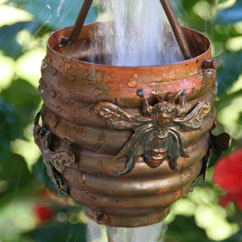 Nutshell Stores Honeybee & Hive Copper Rain Chain - Copper - 19 Feet