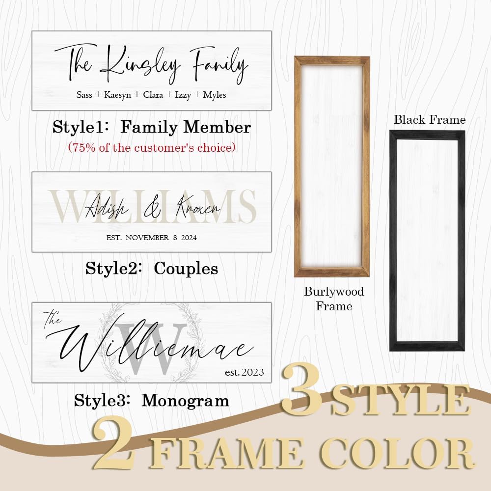 Last Name Signs for Home, Personalized Wall Decor, Monogram Gifts, Framed Wooden Family Name Sign for Home Decor, Custom Wood Signs, Established Signs