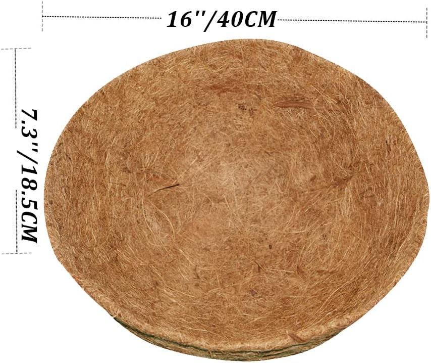 16 Inch Coco Liner for Planters, 2PCS Round Replacement Plant Basket Liner, Coco Fiber for Hanging Basket