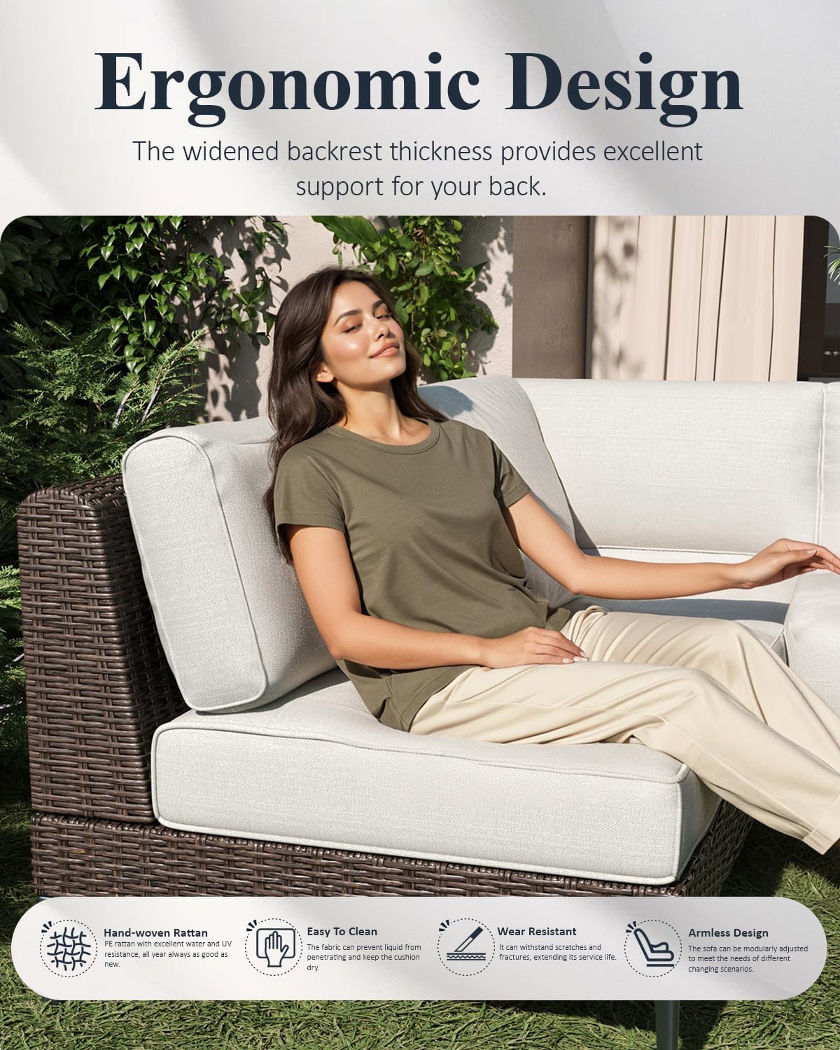 LayinSun 11-Piece Outdoor Modular Wicker Sectional Sofa with Fire Pit Table, Patio Furniture Conversation Set with Deep Seating and Thick Cushions