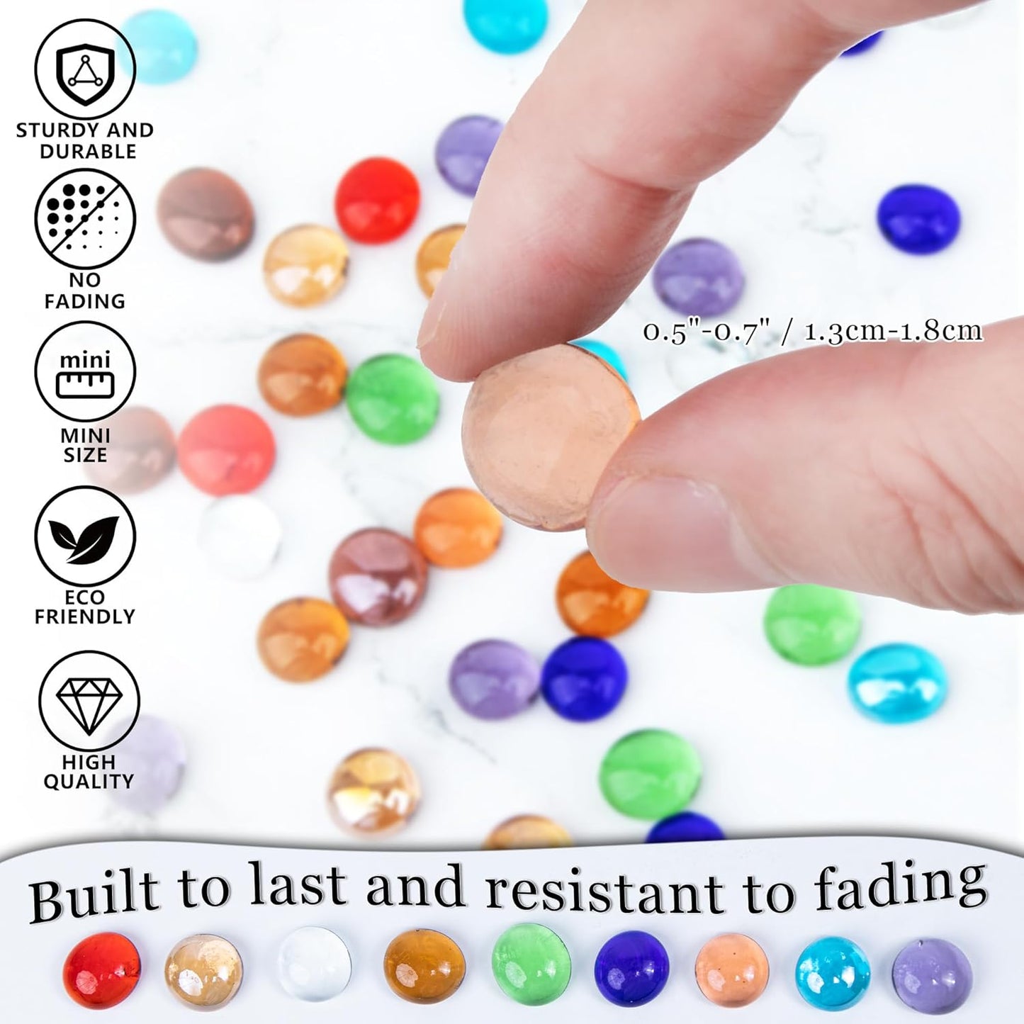 50PCS Mini Glass Gems,Pink Mancala Stones Flat Bottom Marble Beads for Home Decorative Art Craft Vase Filler(0.5"~0.7")