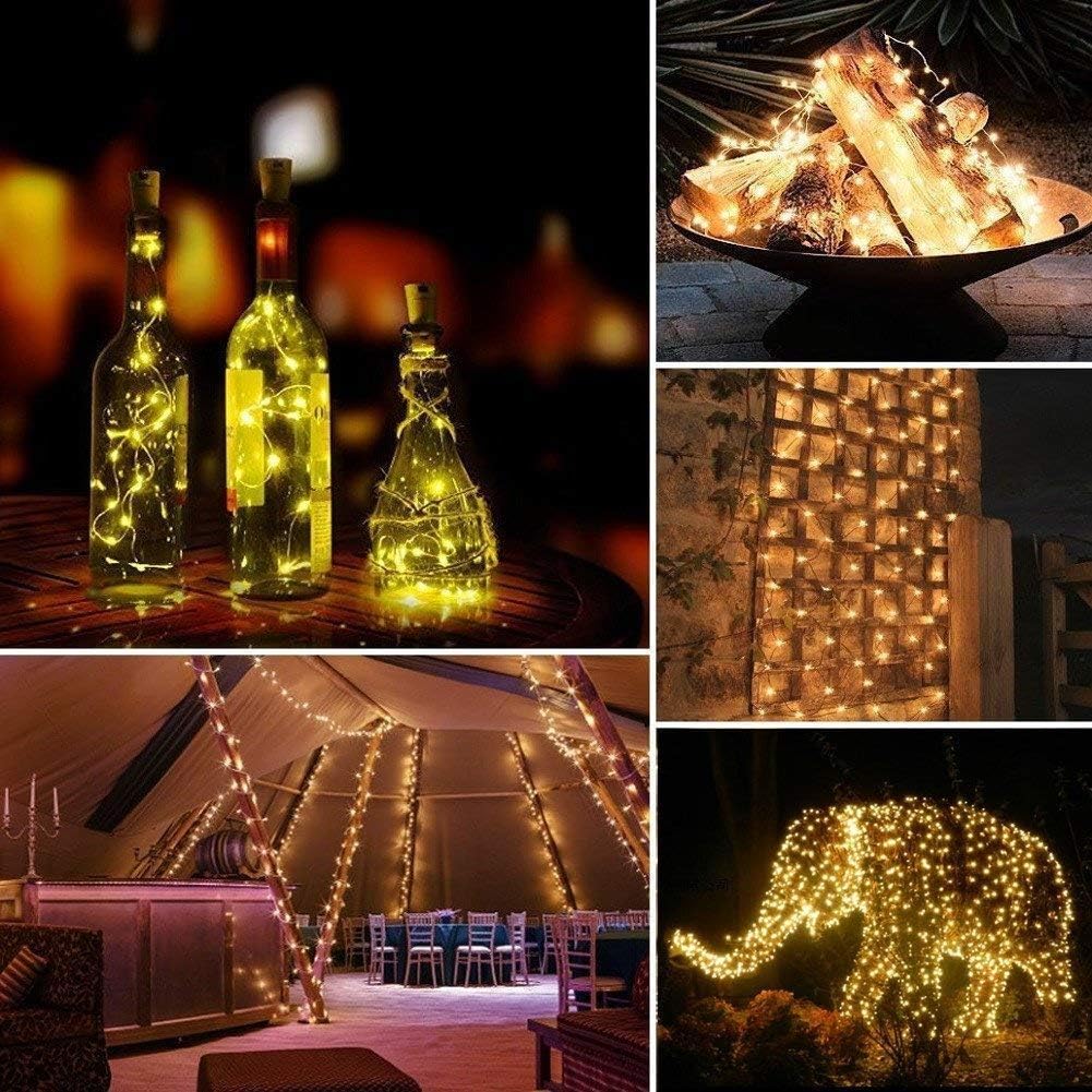 Lomotech Solar String Lights Outdoor - 2 Pack Total 66ft 200LED Solar Fairy Lights Waterproof 8 Modes Twinkle Lights for Outdoor, Patio, Garden, Yard, Party, Wedding, Tree Decoration (Warm White)