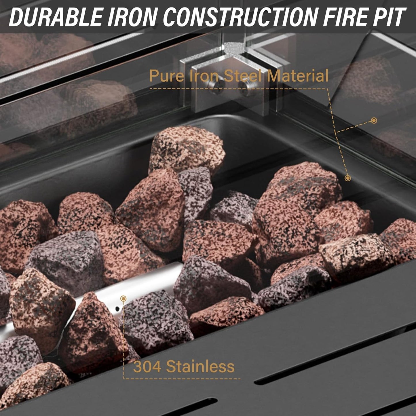 8 Piece Patio Furniture Set with 50000 BTU Propane Fire Pit Table, Outdoor Conversation Set with 2 Swivel Rocker Chairs Wicker Sofa and Ottomans for Casual Gatherings Gray