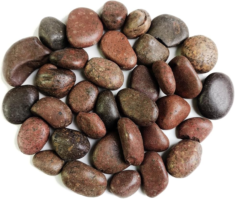 HappyFiller Natural Decorative Red Pebbles Polished Gravel Rocks Stones for Aquarium,Fish Turtle Tank,Outdoor Indoor Plants Top Dressing,Succulents Soil Cover,Garden Landscaping,10 LB