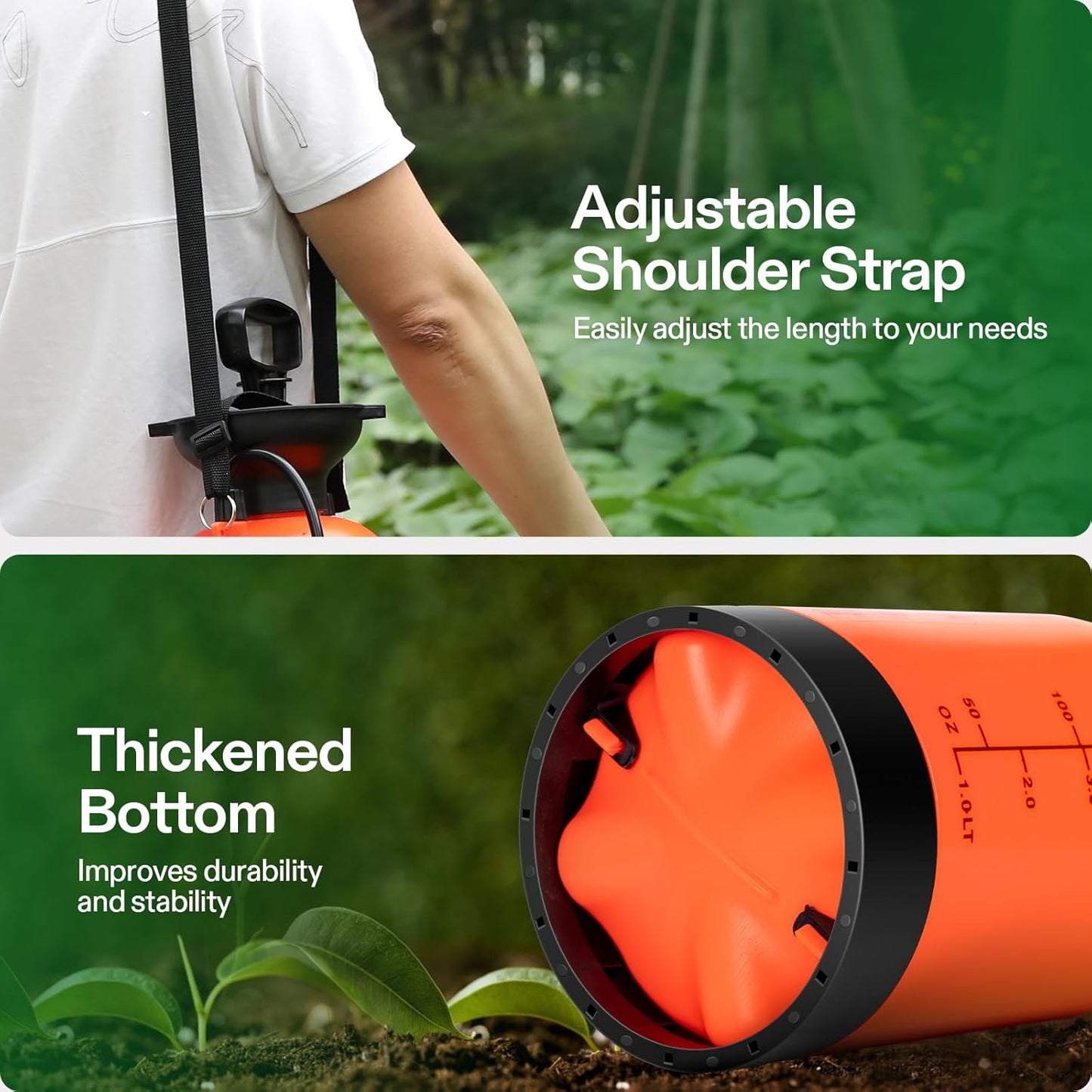 VIVOSUN 1.85-Gallon Pump Pressure Sprayer, Pressurized Lawn & Garden Water Spray Bottle with Adjustable Shoulder Strap, for Spraying Plants, Garden Watering and Household Cleaning