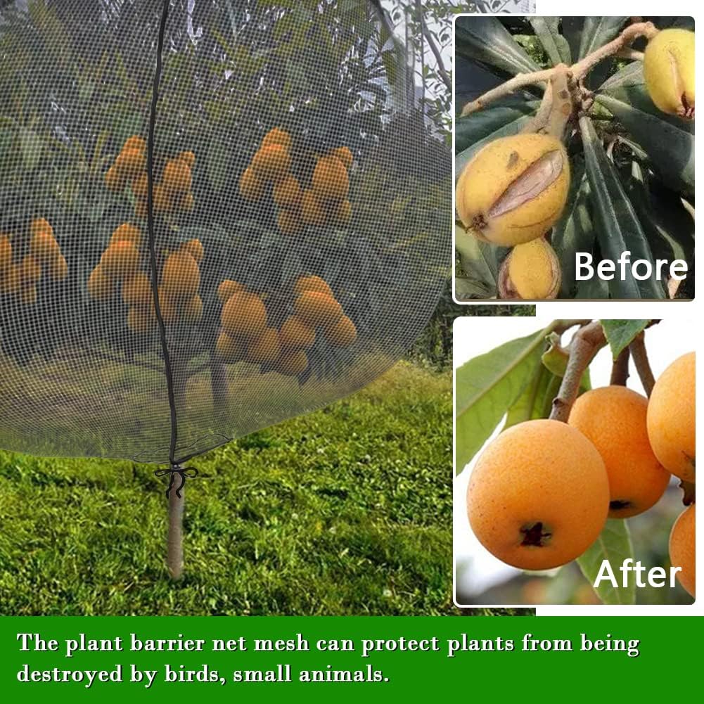 Fruit Tree Netting Covers with Zipper to Protect from Squirrels and Birds Large Netting for Fruit Trees Net Protection, Black, 8' x 8', 1 Pack