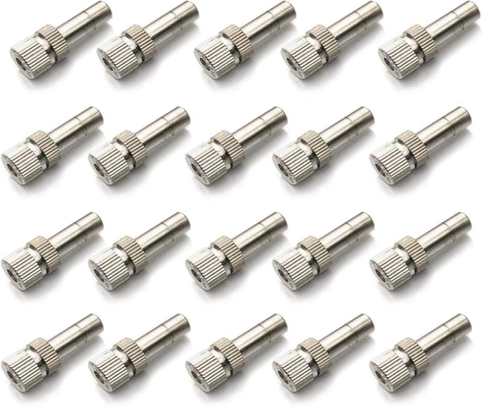 20pcs Brass Mister Nozzles, 6mm Misting Nozzles for Outdoor Cooling System, Landscaping, Air Humidification, Greenhouse Irrigation (without Filter, 0.039"/1mm Orifice)