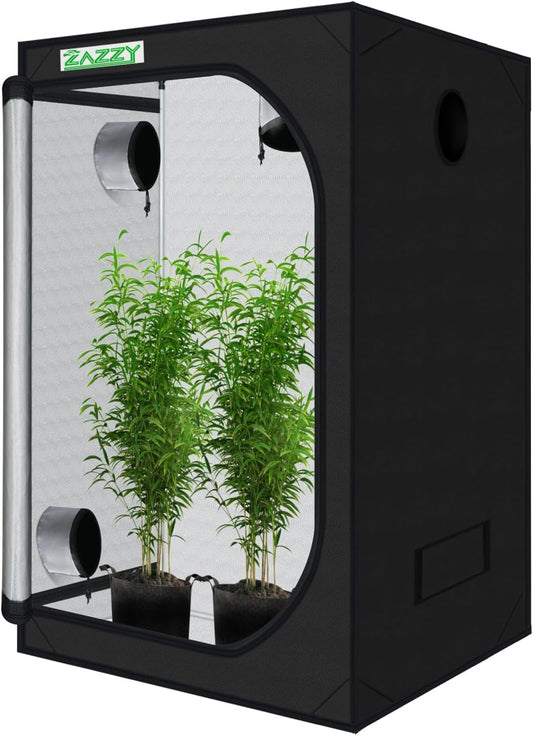 zazzy Grow Tent 60"x60"x78" Hydroponic Grow Tents Heavy Duty Dark Room Grow Reflective Mylar Grow Tent with Window & Floor Tray for Indoor Plant Growing