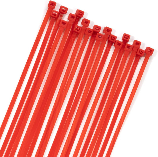 XINGO 100PCS Cable Zip Ties Heavy Duty, Premium Nylon Plastic Wire Ties with 50 Pounds Tensile Strength, Self-Locking Black Nylon Zip Ties for Indoor and Outdoor (14 inch, Red)