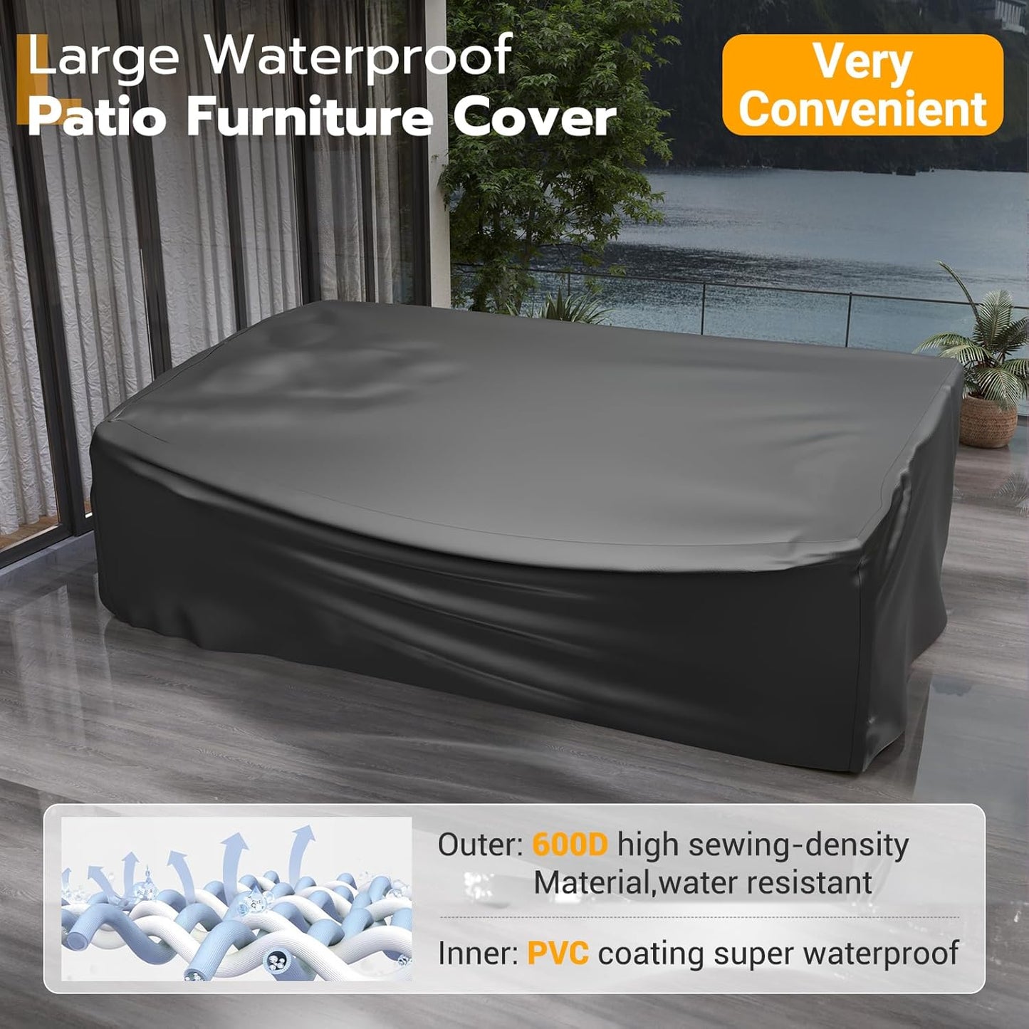 UDPATIO Patio Furniture Set, 7 Piece Outdoor Sectional Sofa, Modular Wicker Outdoor Furniture Conversation Sets with Waterproof Cover for Backyard Deck(Brown/Navy Blue)