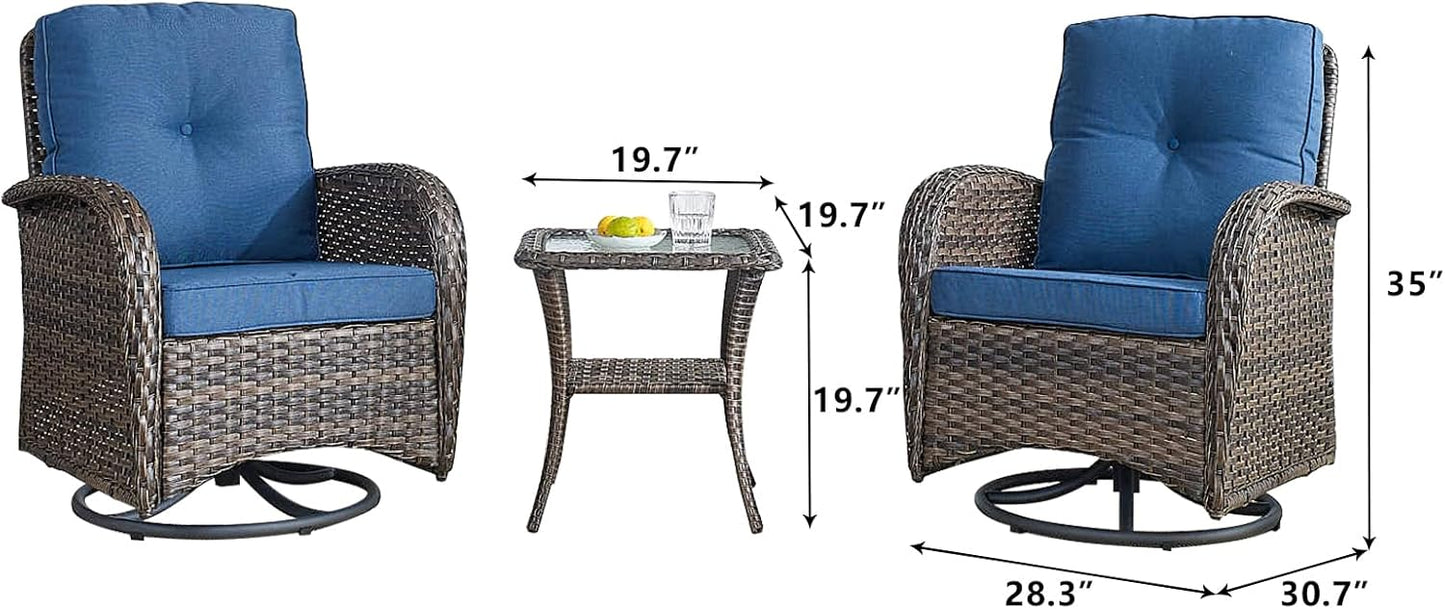 HUMMUH 6-Piece Patio Furniture PE Wicker Outdoor Conversation Set,All-Weather Rattan Swivel Rocker Chairs Outdoor Couch Ottomans for Backyard,Poolside,Deck