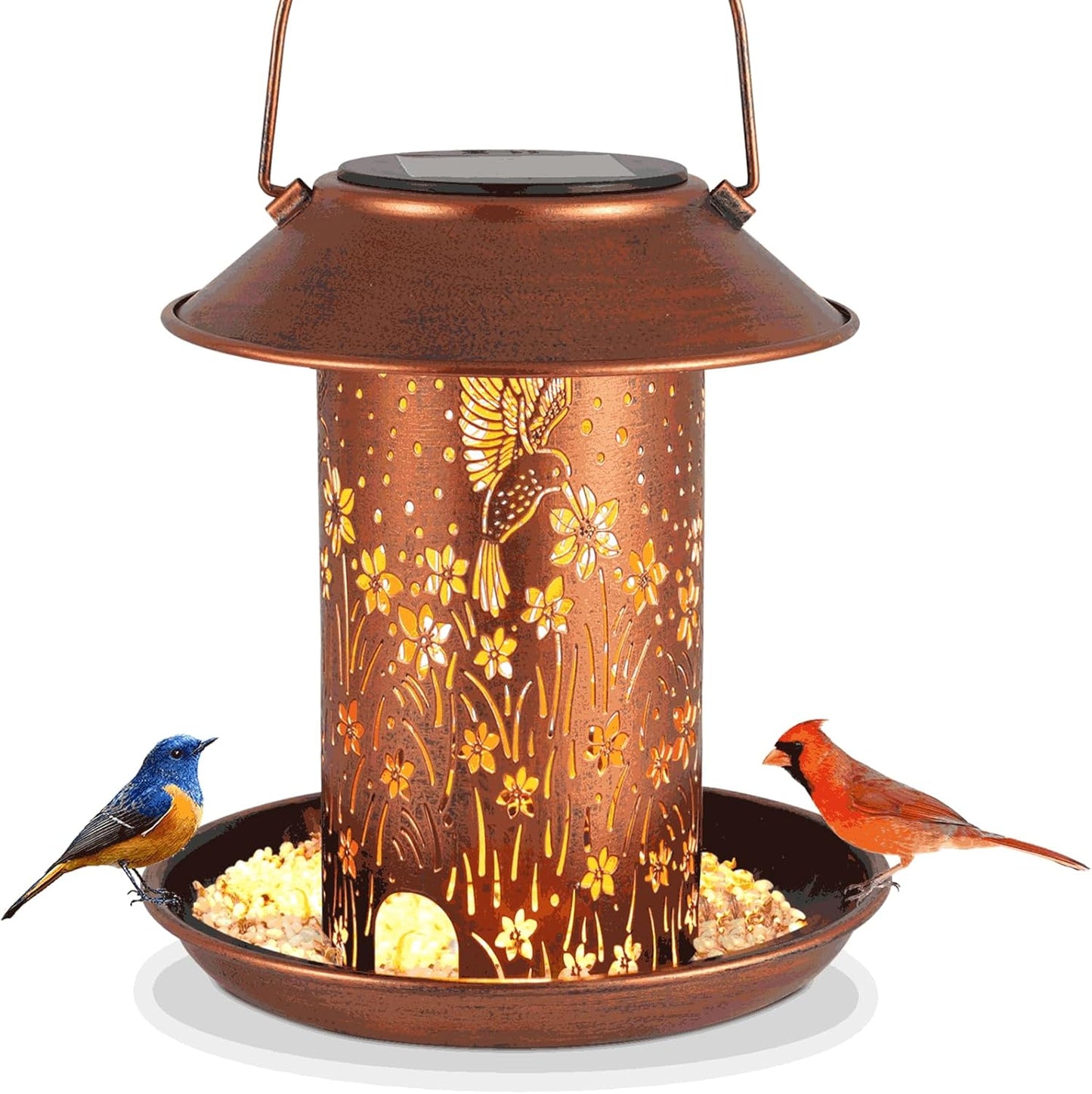 Bird Feeders for Outdoors Hummingbird Solar Lanterns Outdoor Waterproof Hanging Garden Decor Birthdays for Women Mom Metal Solar Decoration Outside for Yard, Patio, Lawn