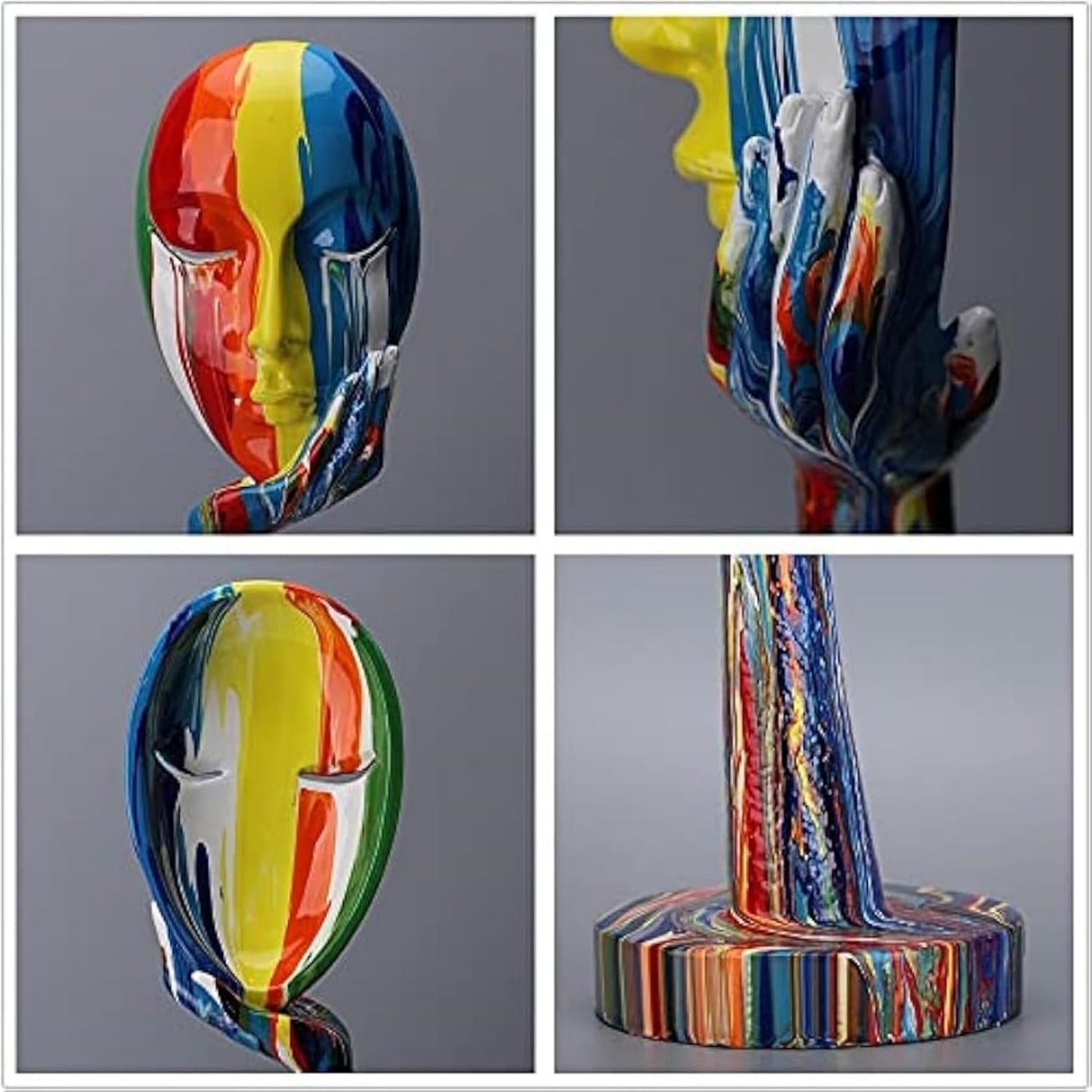 suruim Simple Creative Colorful Female Face Art Statue Thinker Sculpture Abstract Character Crafts Ornament Home Office Bedroom Living Room Study Decoration (Large 15.3x4.9x4.9in)