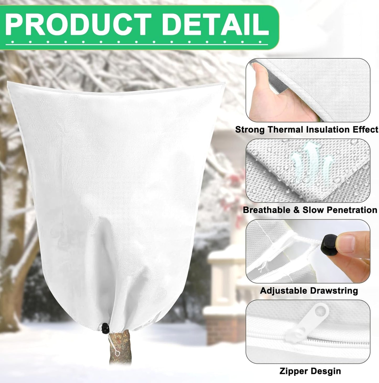 DQS Plant Covers Freeze Protection, 74.8" x90.5" Winter Frost Protection Blankets Frost Cloth,Suitable for Outdoor Winter Frost, Cold Weather, shrubs, Trees, Jackets, and coverings