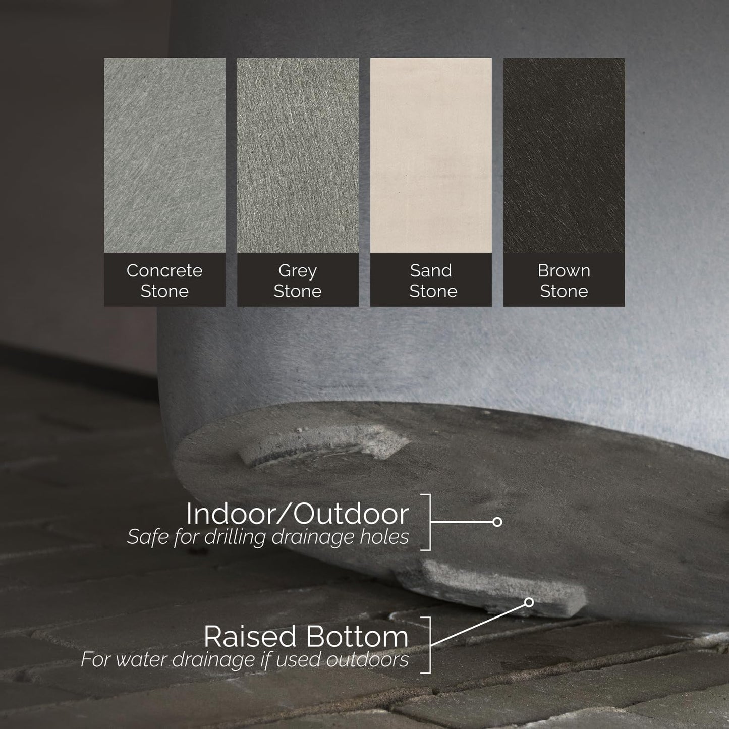 Lofto Tall Planter – Concrete Stone Finish – Fiberglass Indoor/Outdoor and Weather-Resistant Large Planter (16.5" D x 36.4" H Exterior, 15.3" D x 36.2" H Interior)