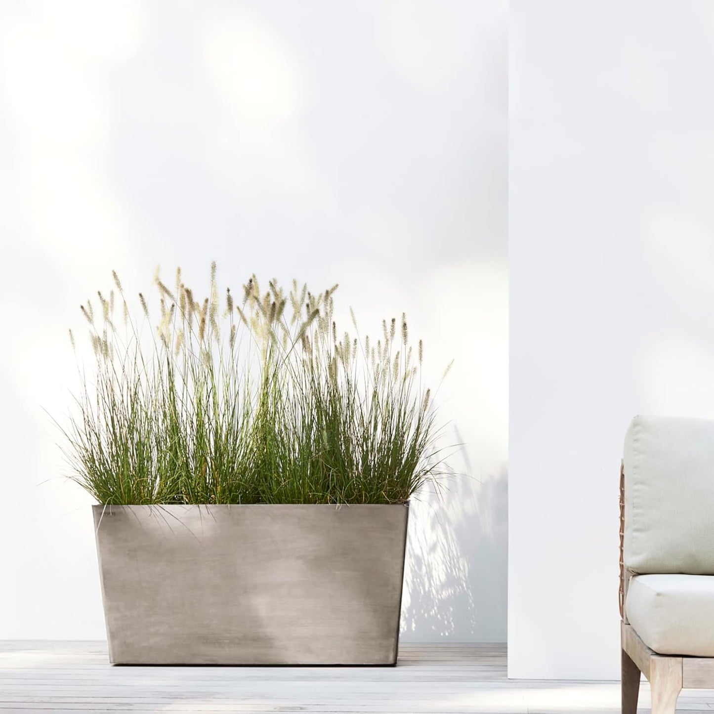 Ecopots Paris Durable Modern Rectangular Indoor/Outdoor Recycled-Based Composite Flower Planter, Taupe, 31.5"