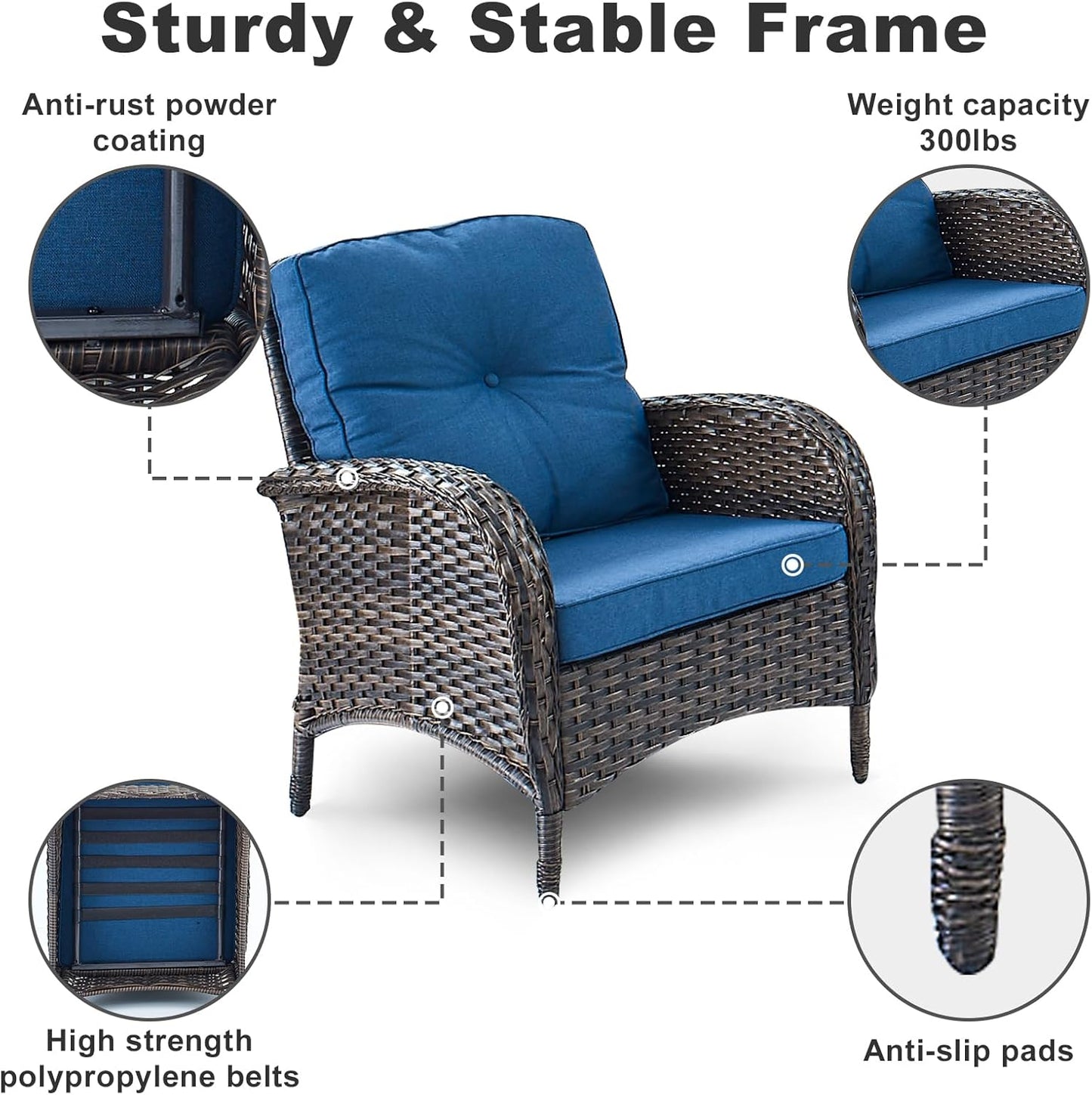 HUMMUH 4-Piece Patio Furniture Wicker Outdoor Conversation Set,All-Weather Rattan Outdoor Sofa Set Patio Chairs Coffee Table for Backyard,Porch,Deck
