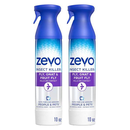 Zevo Flying Insect Killer Spray - Bug Spray for Home Use - Versatile Gnat, Mosquito, Fruit Fly Killer & More - with Rosemary & Cornmint Oil - for Indoor & Outdoor Use (2 Bottles)