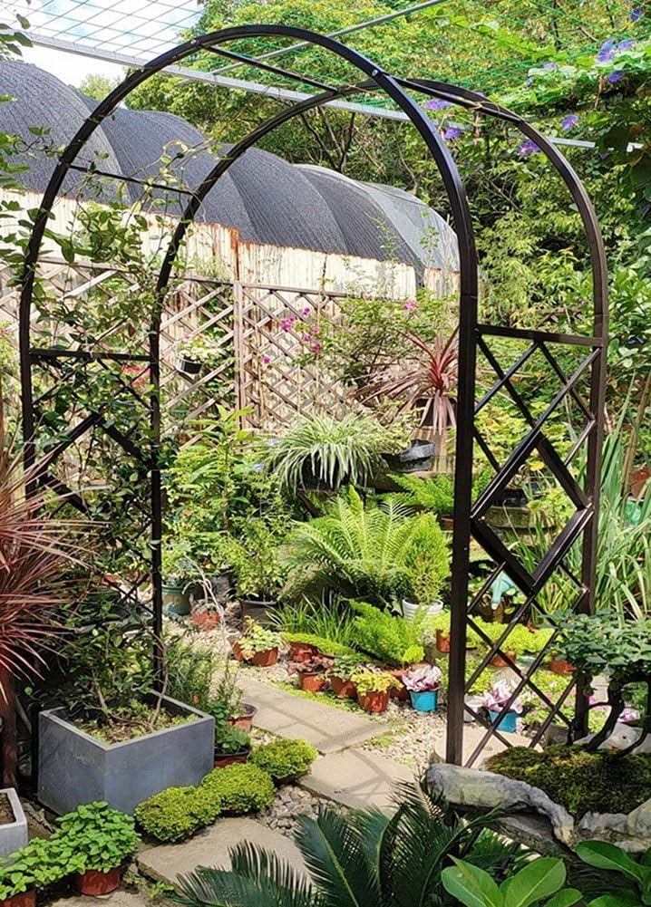 Heavy Duty Steel Garden Arbor & Trellis Arch for Grape Vines Climbing Plants Pergola Outdoor Theme Decoration Archway 180cm 260cm 340cm 140cm (Color : Black, Size : 55" W x 91" H)