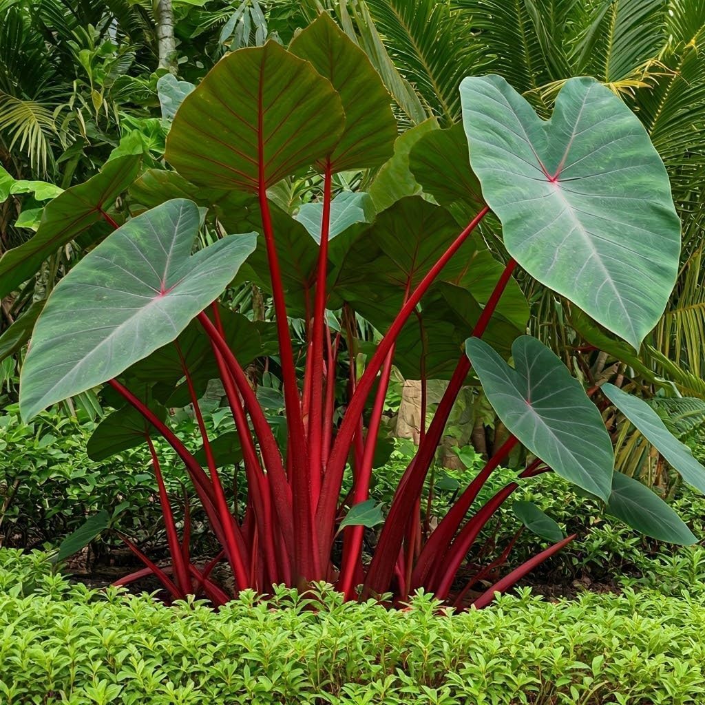 Hawaiian Punch Elephant Ear Bulbs for Planting -Rare Coloring - Perennial Hosta, Elephant Ears, Fancy (1 Elephant Ear Bulb)
