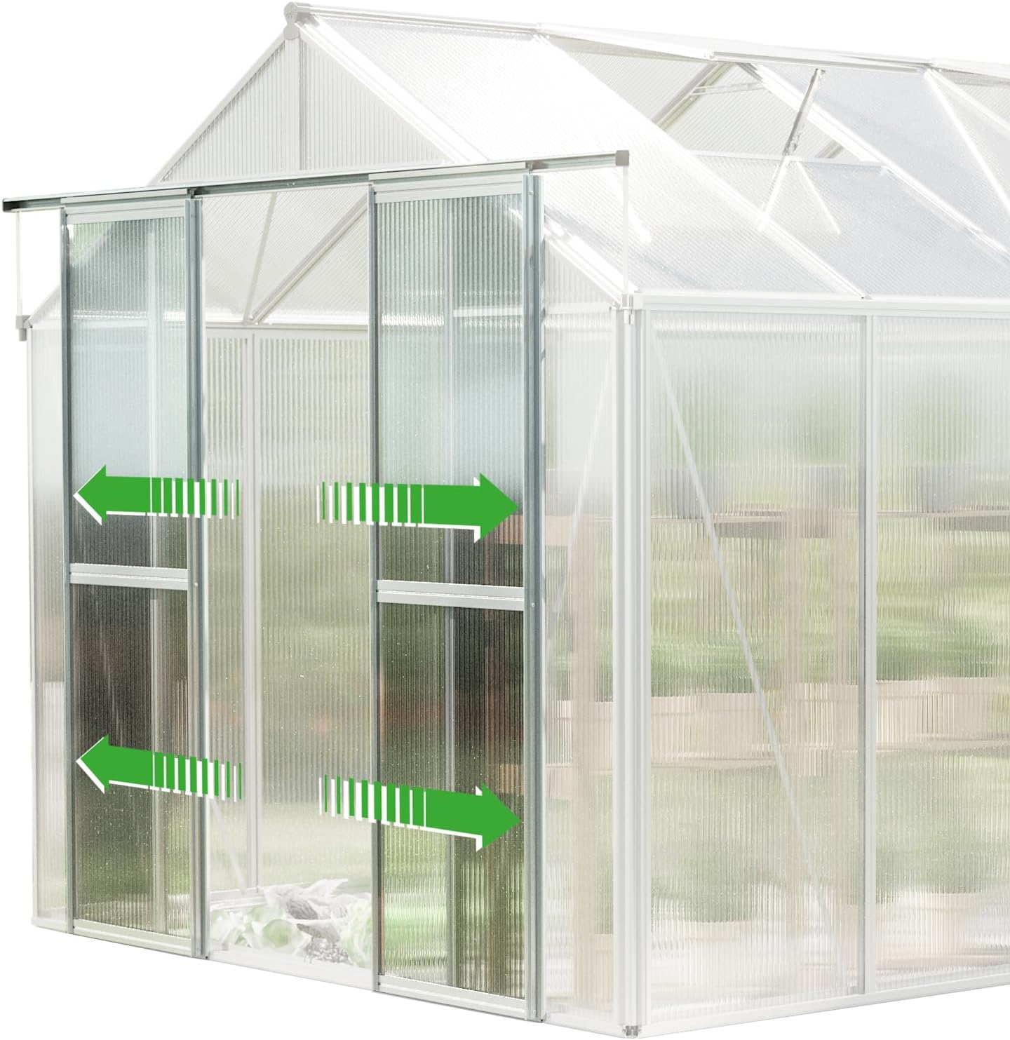 Greenhouse Saphir 6 Aluminum Frame 8.5 x 12.6 ft with Approx. 6 mm Polycarbonate Panels