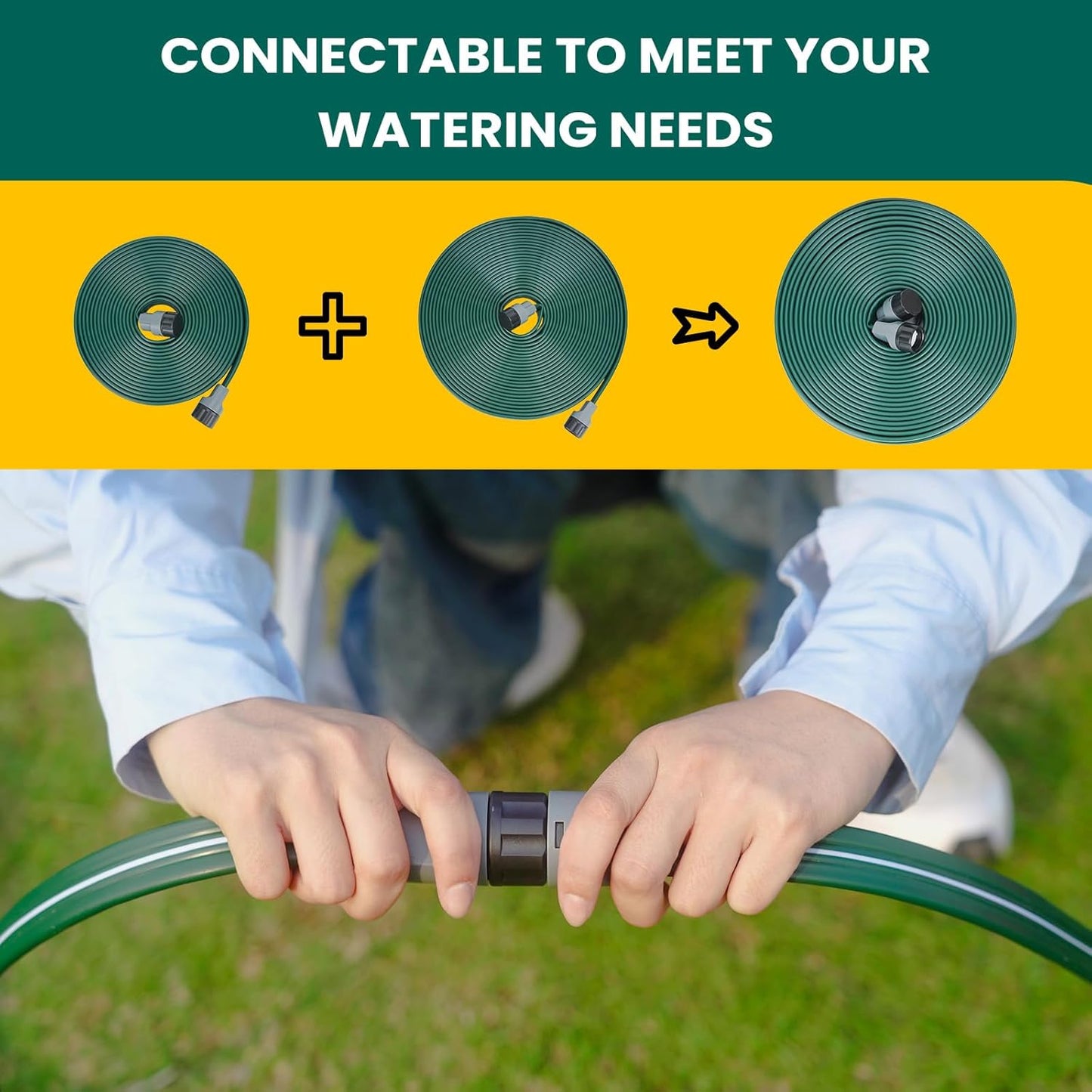 Sprinkler Soaker Hose 25ft for Garden Lawn, Watering Pipe with Holes, High-Efficiency Water-Saving Garden Irrigation System, Drip Hose Sprinkler