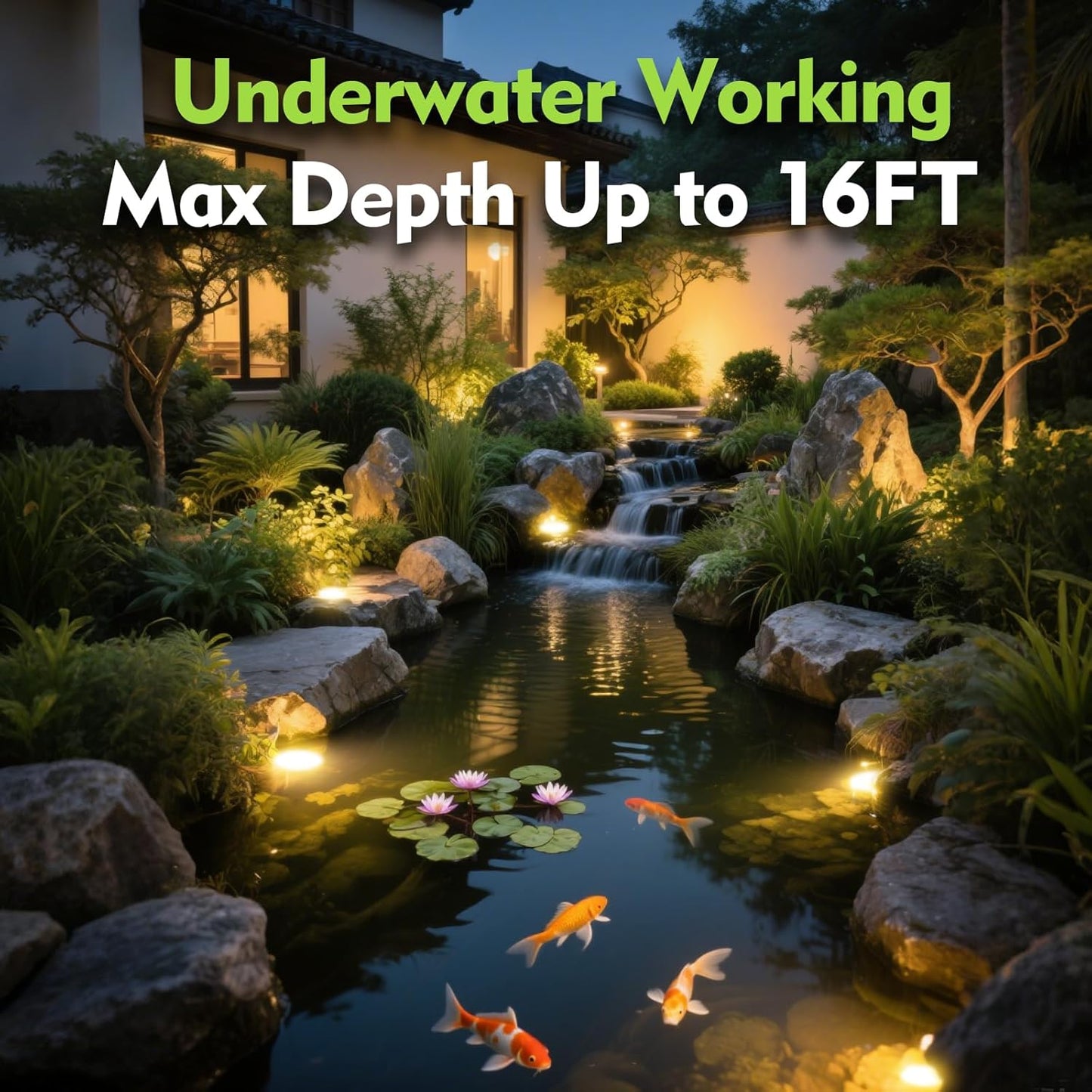 SMY Lighting 3W LED Pond Lights 12-24V AC/DC Low Voltage Underwater Fountain Lights 3000K Warm White IP68 Waterproof for Outdoor Ponds Fountains Waterfalls, 2 Pack