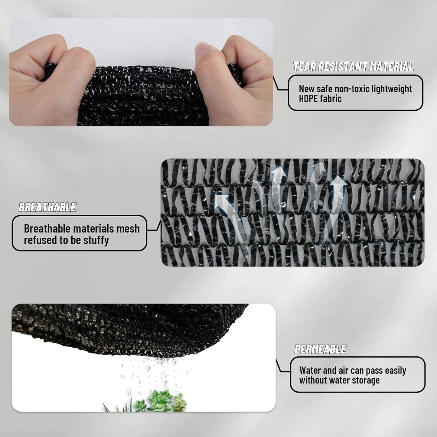 LOVE STORY 6.5x16.5FT 55% Black Shade Cloth Sun Shade Net with Grommets Sunblock Net Mesh Tarp for Garden,Plants Cover,Greenhouse and Patio
