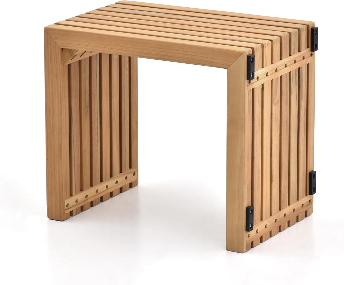 Teak Wood Weather Resistant Outdoor Side Table, Adirondack HDPE Small Outdoor Table for Outside or Indoor