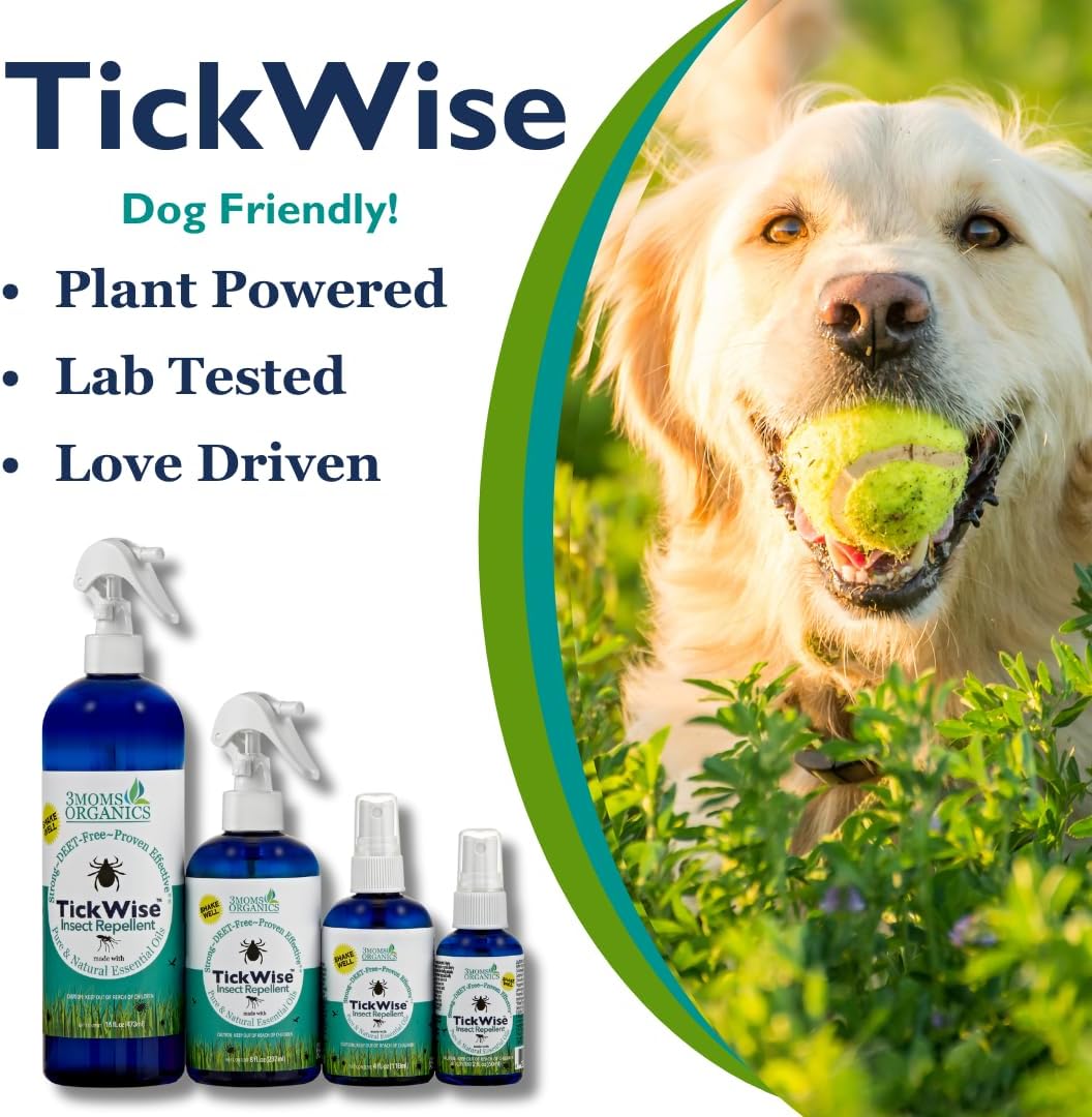 3 Moms Organics, TickWise 16oz Extra Strength Double Mama 2-Pack - DEET- Free, Tick and Insect Repellent, Plant Based Essential Oils, All Natural Ingredients, Safe for Kids, Adults, Dogs & Horses