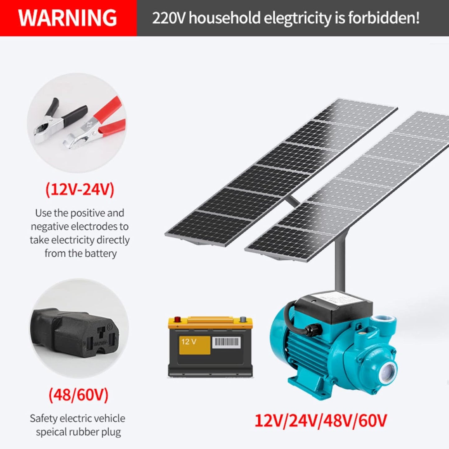 Portable Transfer Water Pump for Clean Water, DC 12V Easy Powered Self-priming Pump for Shallow Well Jet, Irrigation Transfer, Solar Water Supply - 15M Lift