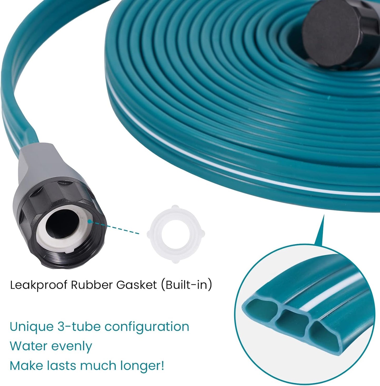 LINEX Sprinkler Soaker Hose 15 ft for Garden Lawn Watering Hose with Stakes