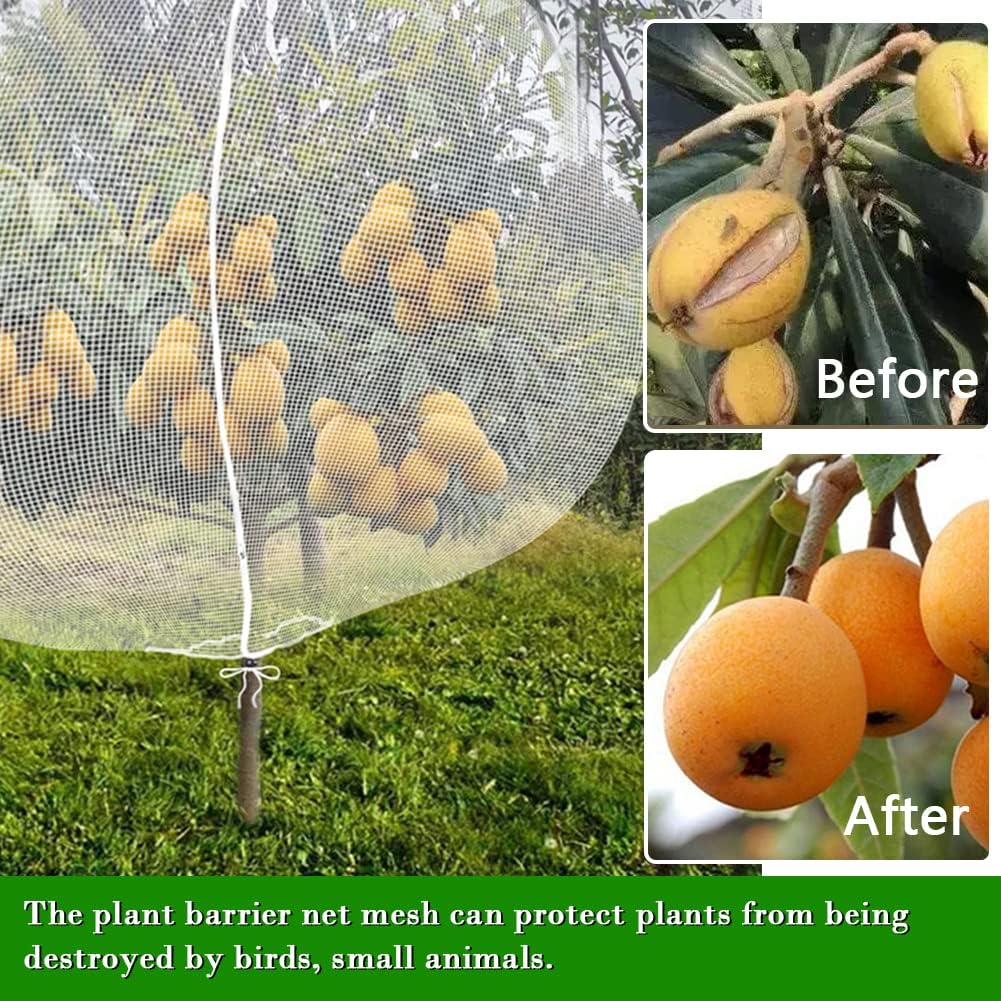 Fruit Tree Netting Covers with Zipper to Protect from Squirrels and Birds Large Netting for Fruit Trees Net Protection, White, 8' x 8', 1 Pack