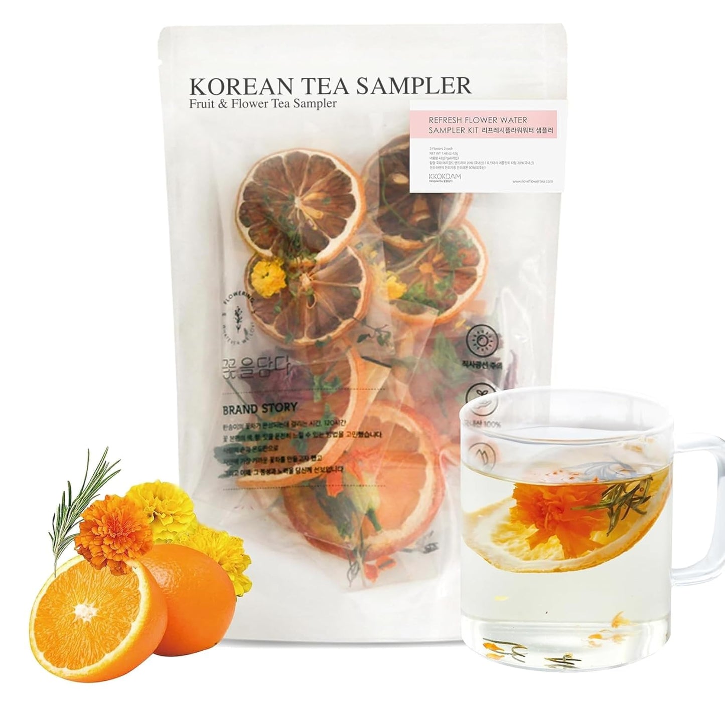 KKOKDAM Fruit & Flower Tea Sampler - Loose Leaf Korean Tea - Fancy Gifts - Premium Loose Leaf Tea Sampler - Perfect as Unique Womens' Gift