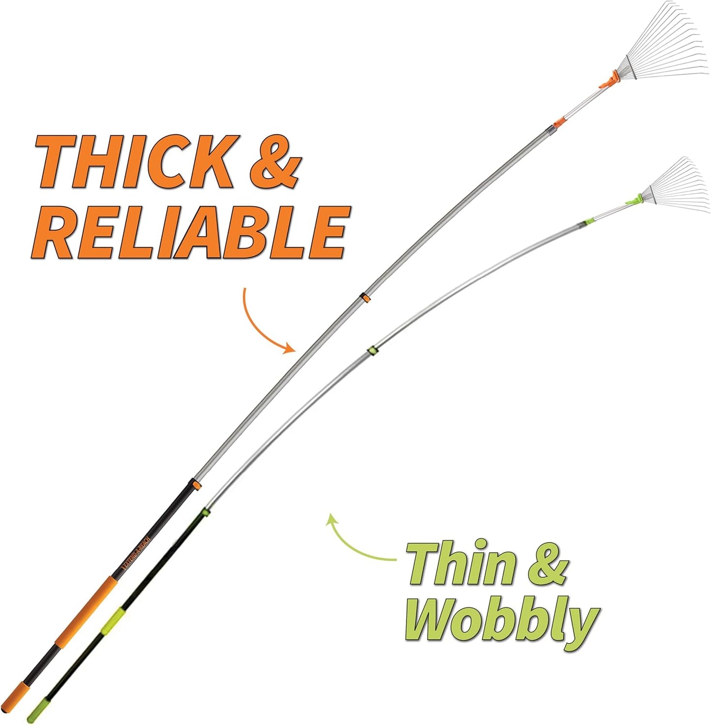 5-24 Telescoping Roof Rake 30 ft Reach // Collapsible Roof Rake for Leaves and Pine with Extension Pole // Roof Cleaning Tool for Gardening and Lawns // High Reach Adjustable Metal Leaf Raker