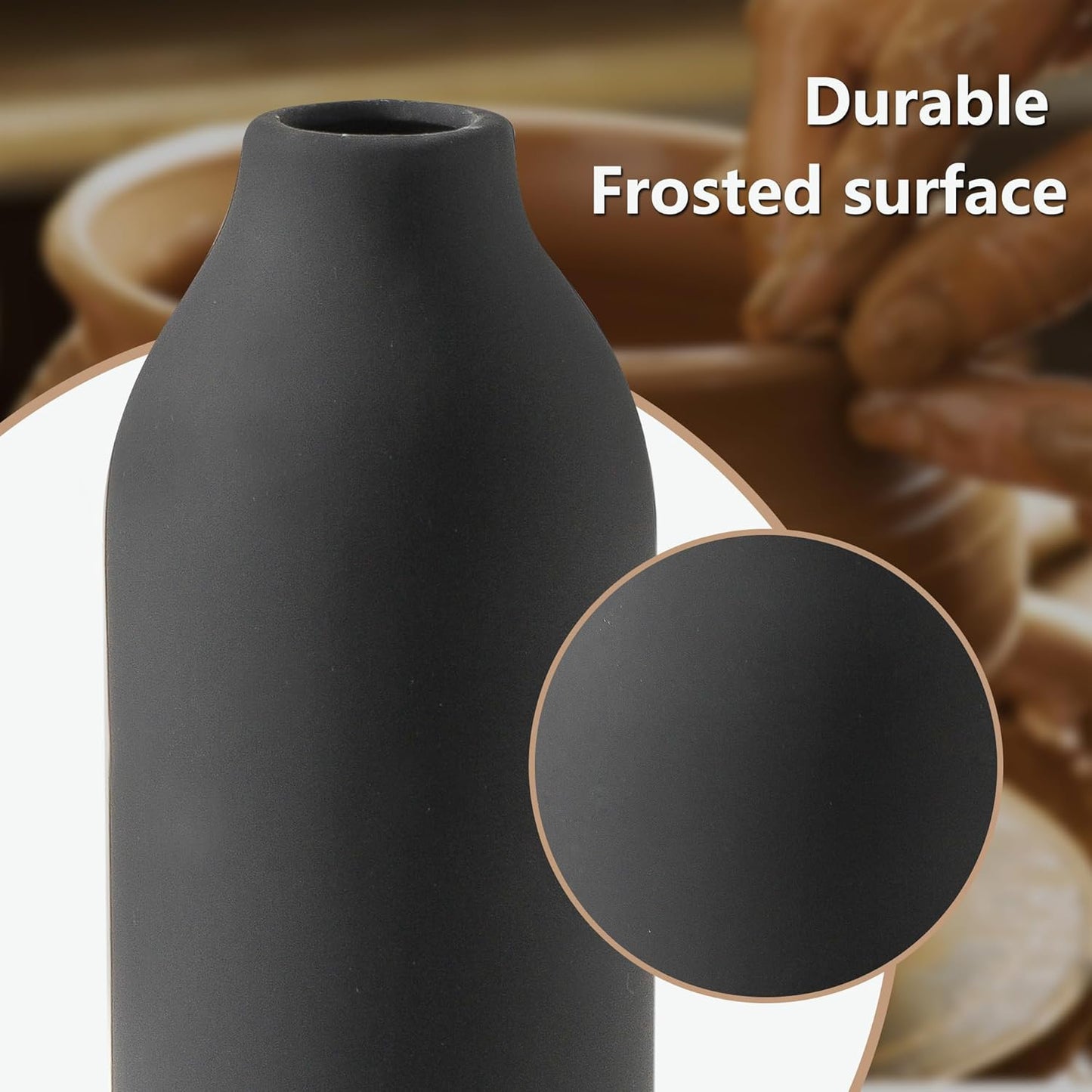 Ceramic Vase Set of 3,Flower Vase Home Decor,Modern Farmhouse Decor, Pampas Grass Dried Fresh Flowers,Bedroom,Living Room,Bookshelf Decoration, Centerpiece Table Decor,Boho Decor.