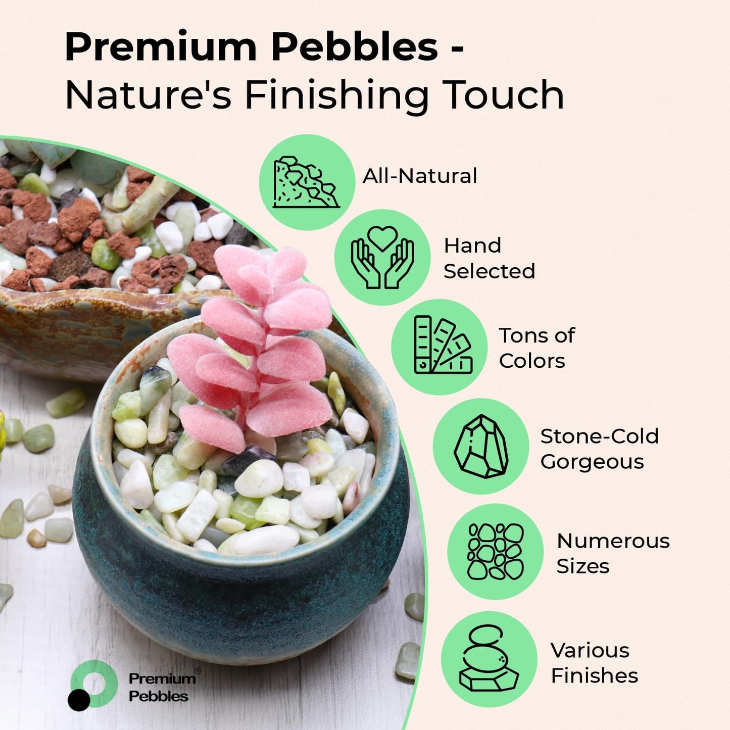 White Rocks. Decorative Pebbles. 1/5 Inch 5 lbs for Garden, Landscaping, Indoor, Vase fillers, Crafting, Succulents, pots, Plants (Mini (0.2 Inch), Tumbled, 5)