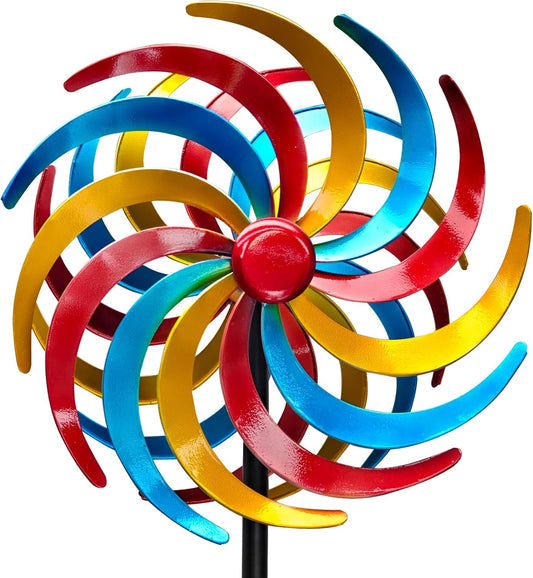 Wind Spinners Outdoor, Colorful Kinetic Wind Sculptures & Spinners, 63" Double-Side Metal Wind Spinner for Yard and Garden, Lawn Art Decorations