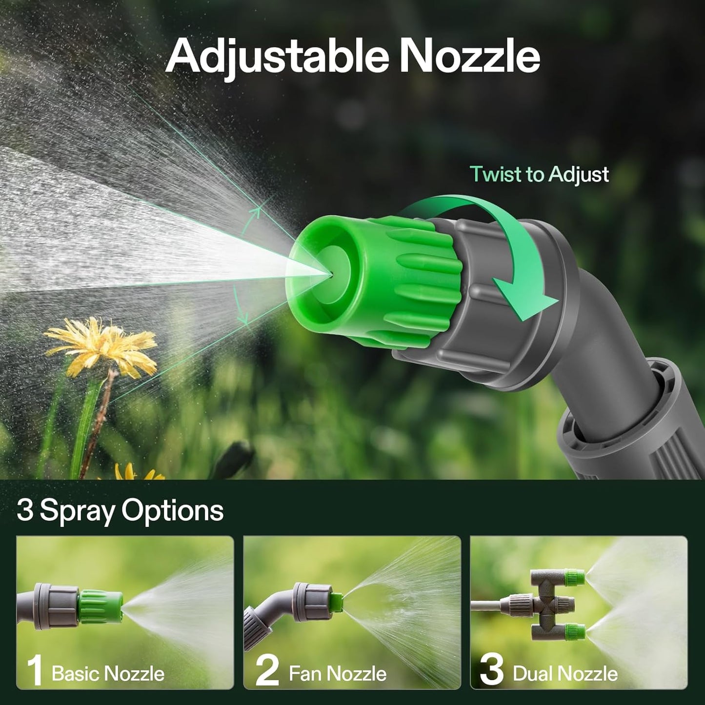 VIVOSUN Pump Sprayer 1.35 Gallon, Portable Water Spray Bottle in Lawn and Garden Yard, Weed Sprayer for Plants with 3 Nozzles, Adjustable Shoulder Strap, Pressure Relief Valve