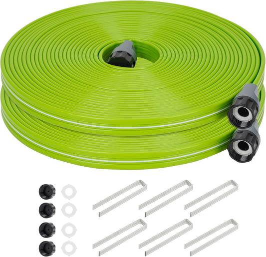 Sprinkler Soaker Hose 50FT 2Pack, Watering Hose with Holes, High-Efficiency Sprinklers System for Garden and Lawn with Staples
